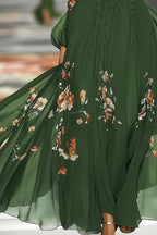 Floral Print Elegant Off-shoulder Fitted Waist Maxi Dress