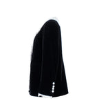 Flowering Girl Women lace-neck velvet blazer in black