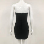 Flowering Girl Women multicolor-crystal embellished black strapless mini dress