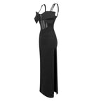 Flowering Girl Women Sleeveless Corset maxi Dress in black