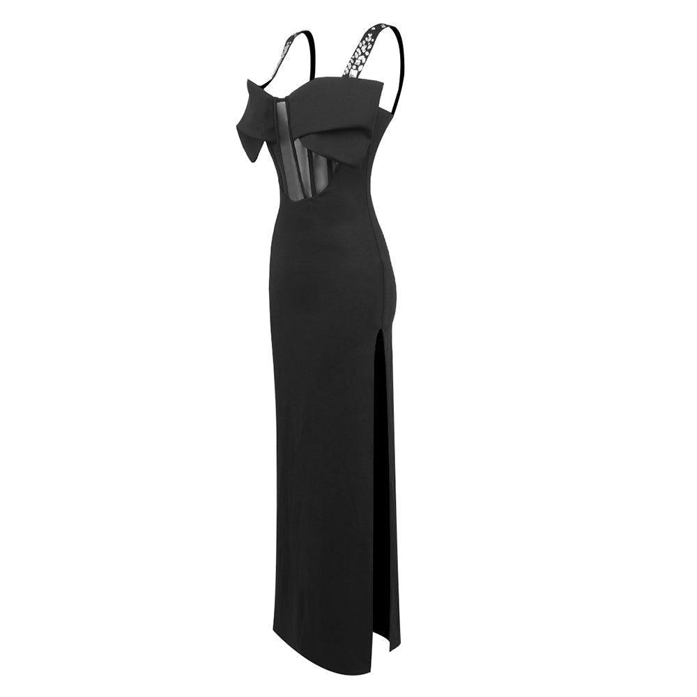 Flowering Girl Women Sleeveless Corset maxi Dress in black