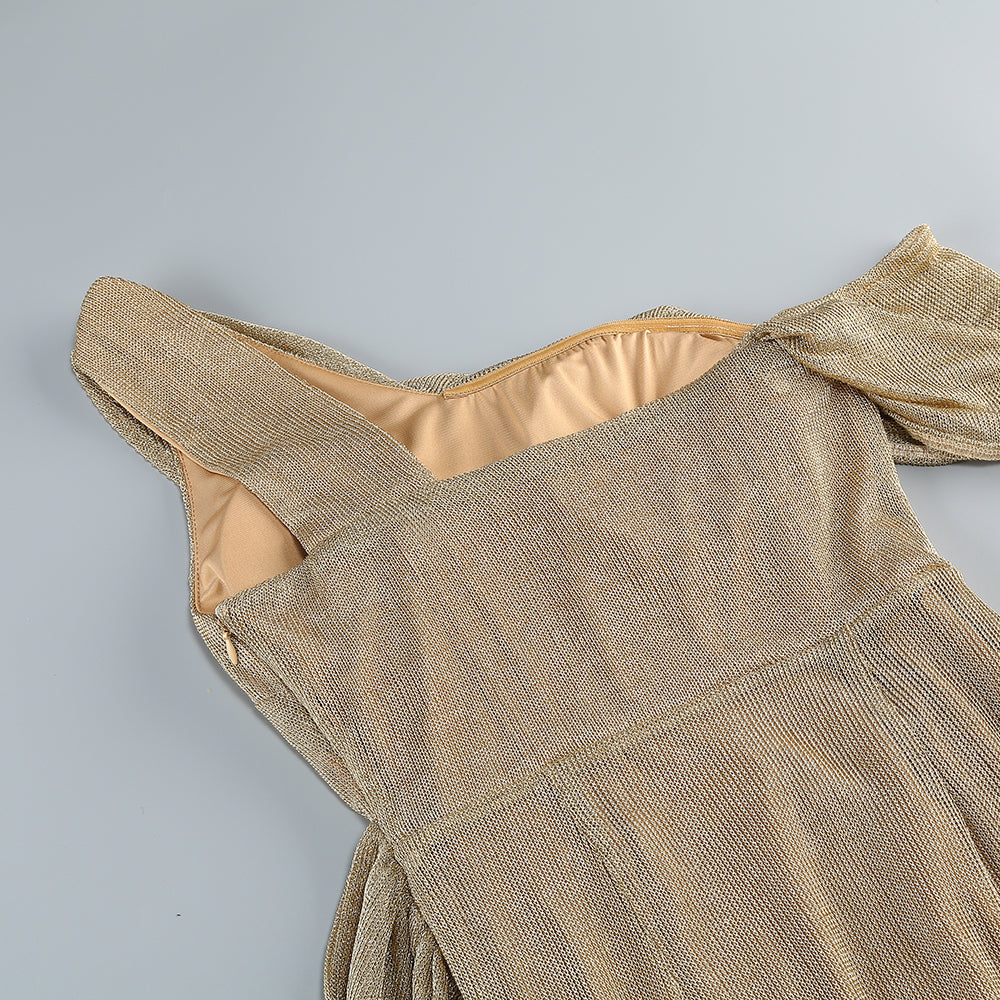 Flowering Girl Women one-shoulder draped bodycon maxi dress in khaki
