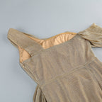 Flowering Girl Women one-shoulder draped bodycon maxi dress in khaki