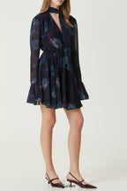 Purple Floral Cocktail mini Dress