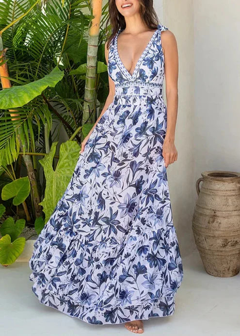 Flowering Girl Women V Neck Lace Up Printed One Piece Swimsuit and Skirt02