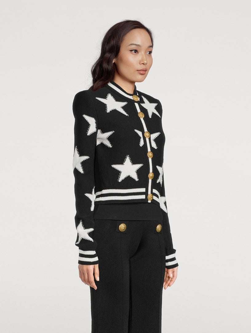 Flowering Girl Women Star Jacquard black Cardigan