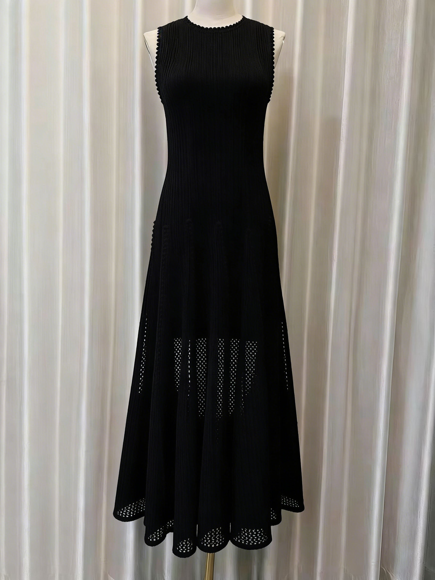 Flowering Girl Women Sleeveless Lace Crochet Maxi Dress In Black