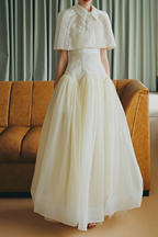 Brooke White Lace Panel Cape & Dress Set