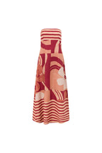 Strapless Color Block Striped Print Flowy Lightweight Maxi Dress