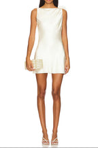 Flowering Girl Women zenobia Floral Detail Mini Satin mini Dress in white