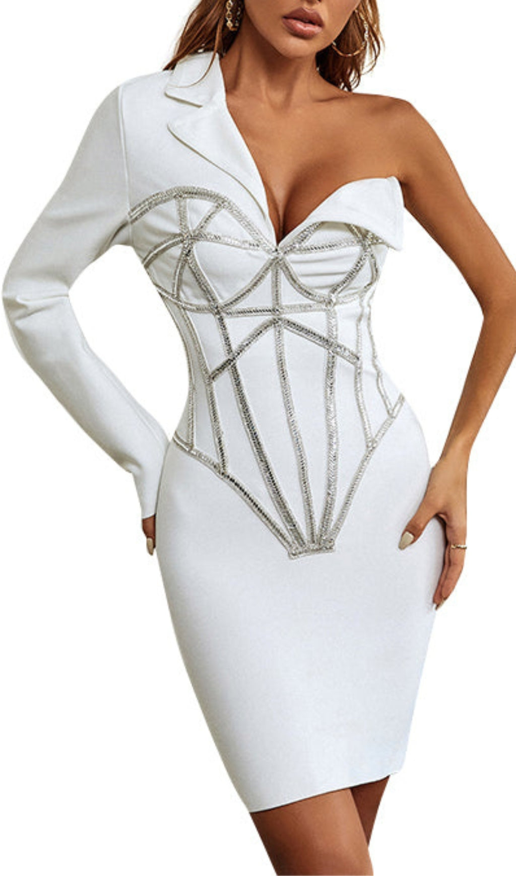 Flowering Girl Women Adorns Asymmetrical One Shoulder White Dress