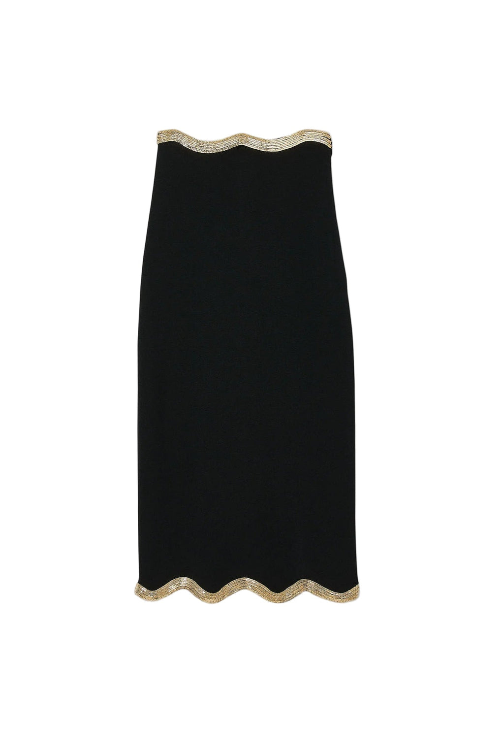 Flowering Girl Women Black Long Knitted Skirt With Chain Detail