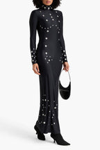 Clara Embellished Stretch-Jersey Maxi Dress In Black