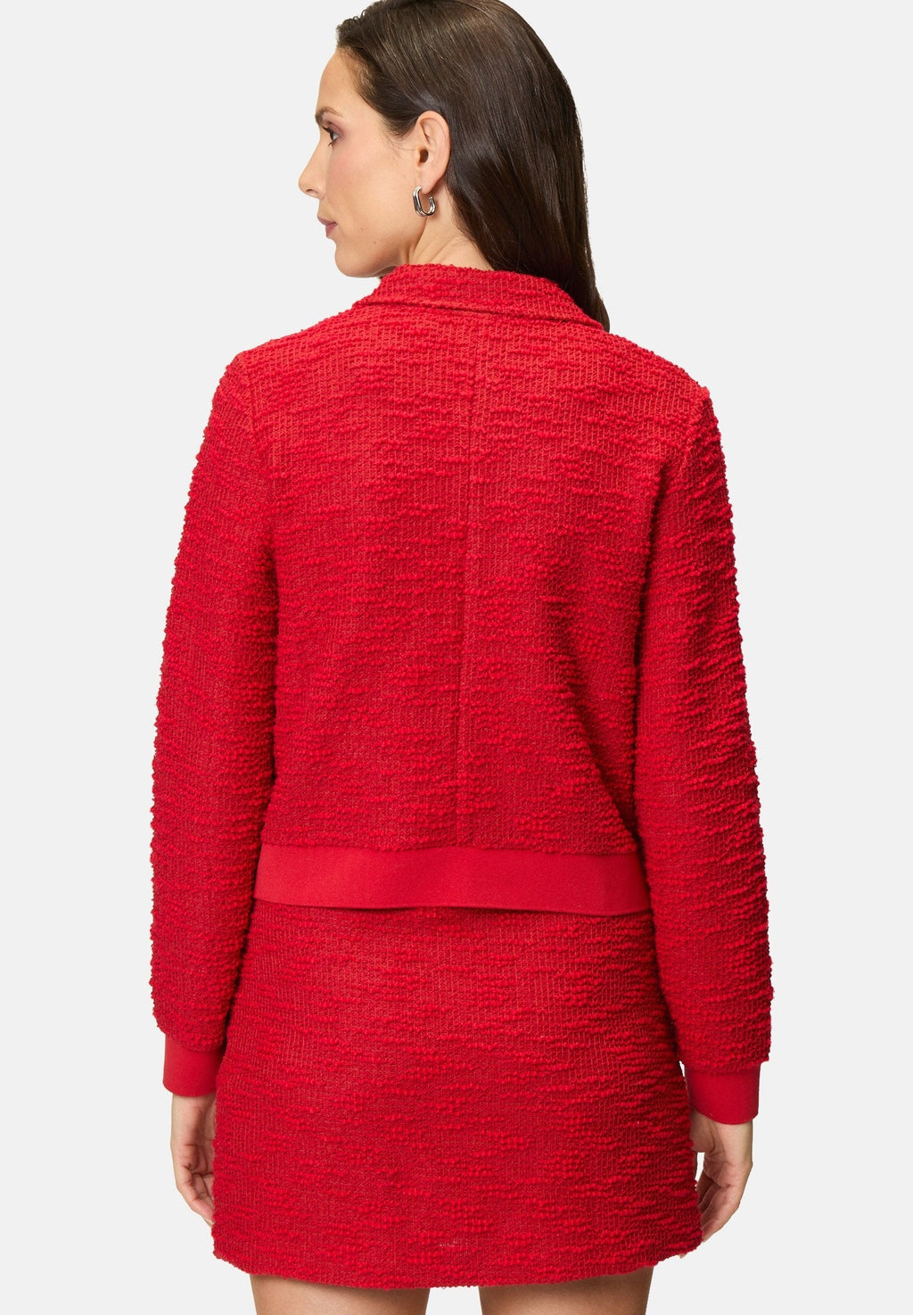 Plain jacket skirt set in red