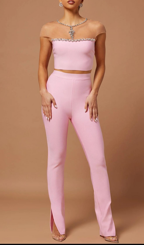 Flowering Girl Women Bandage Pant & Top Suit In Pink