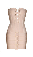 Flowering Girl Women Tube Top Lace Up Bandage Mini Dress