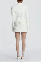 Flowering Girl Women Amelia v-Neck Ruched Blazer Mini Dress In White