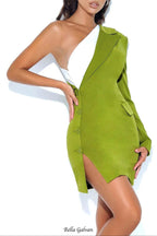 Olive One Sleeve Blazer mini Dress