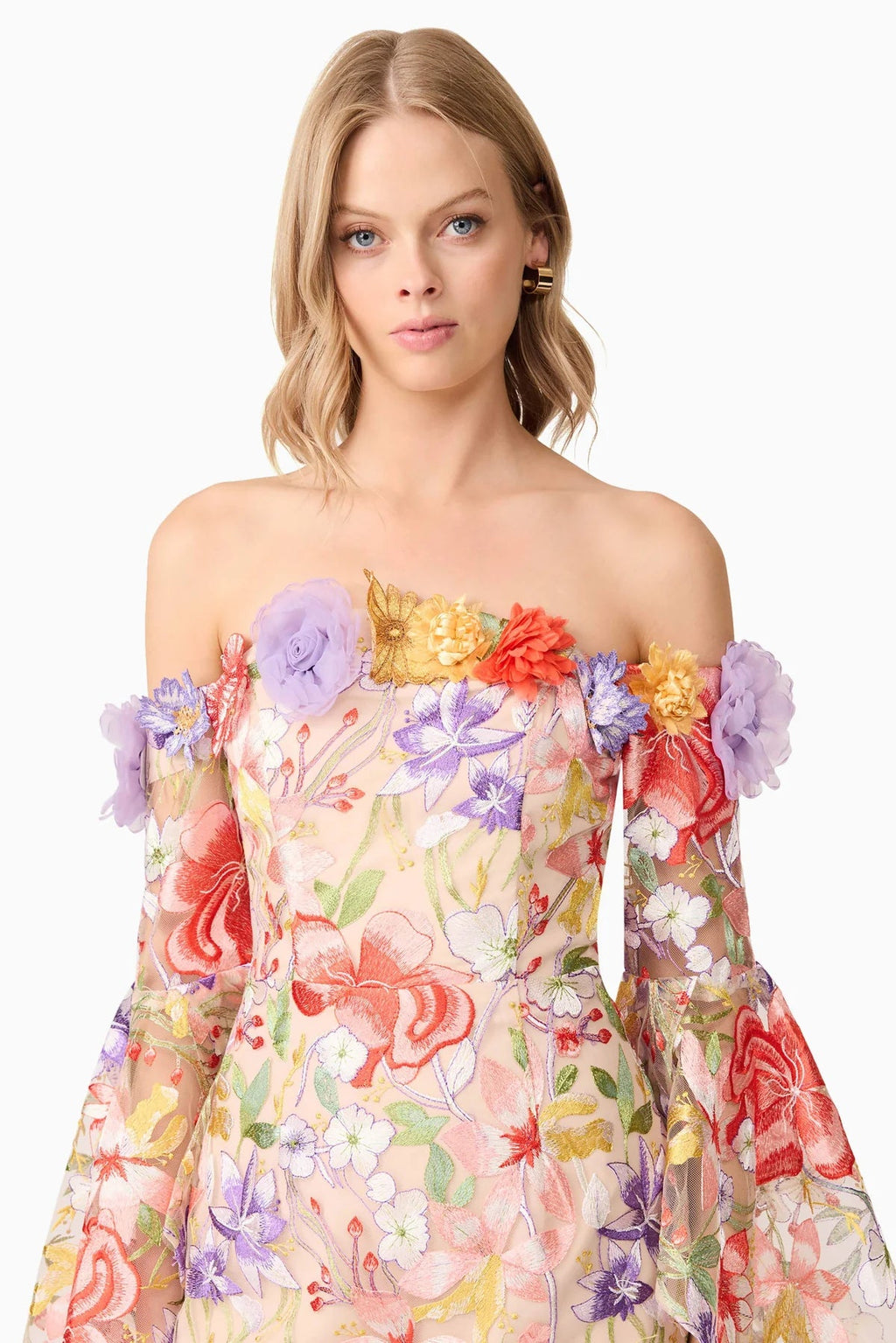 Flowering Girl Women Tabitha Multicolor Off Shoulder Mini Dress In Floral