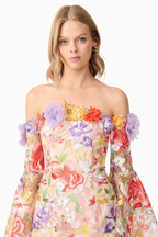 Flowering Girl Women Tabitha Multicolor Off Shoulder Mini Dress In Floral