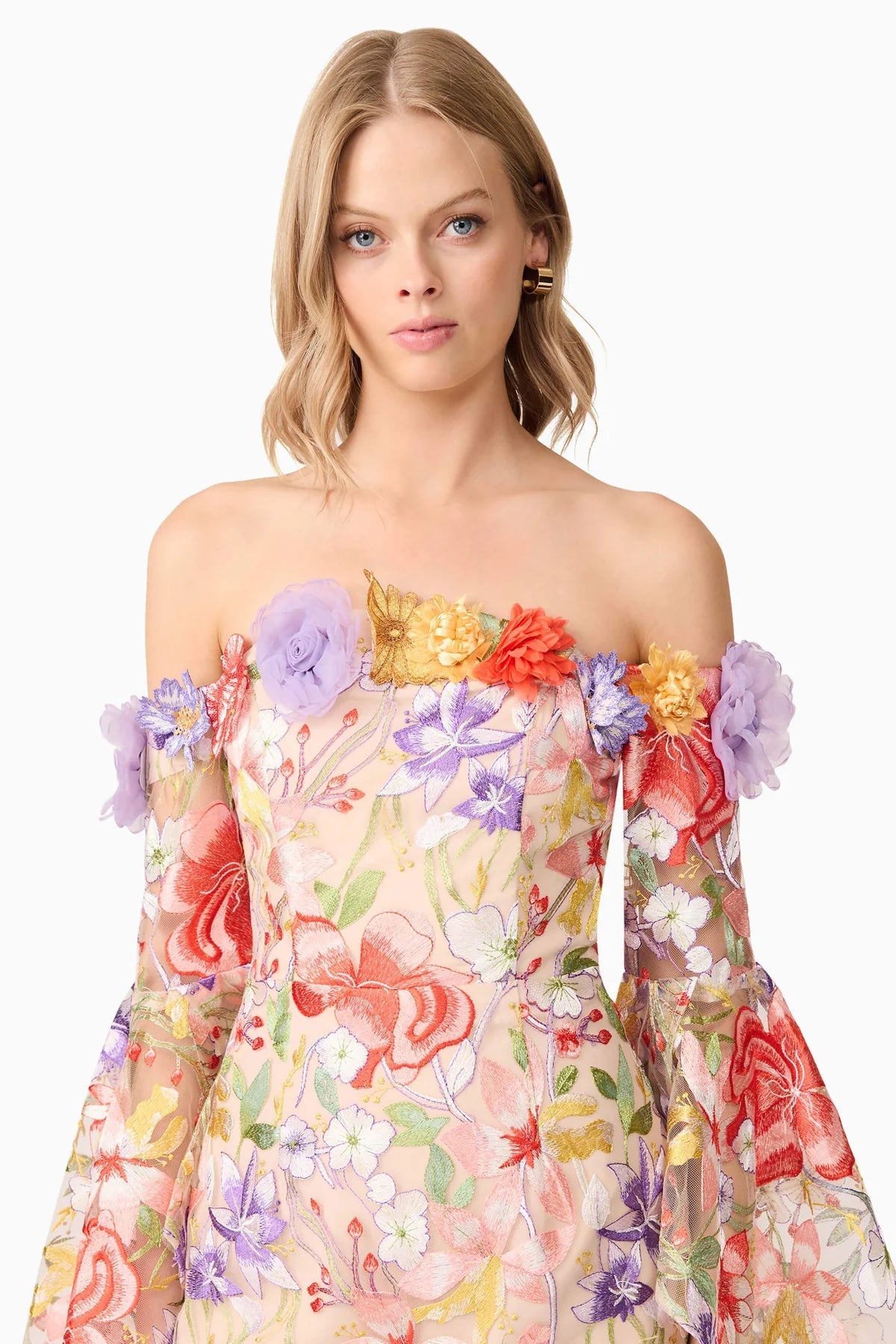 Flowering Girl Women Tabitha Multicolor Off Shoulder Mini Dress In Floral
