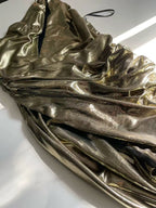 Gold Metallic Maxi Dress High Slit Gown