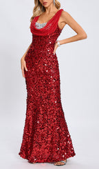 Flowering Girl Women Sleeveless Sequin Maxi Dress In Red