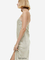 Flowering Girl Women Jacquard-Weave One-Shoulder Dress