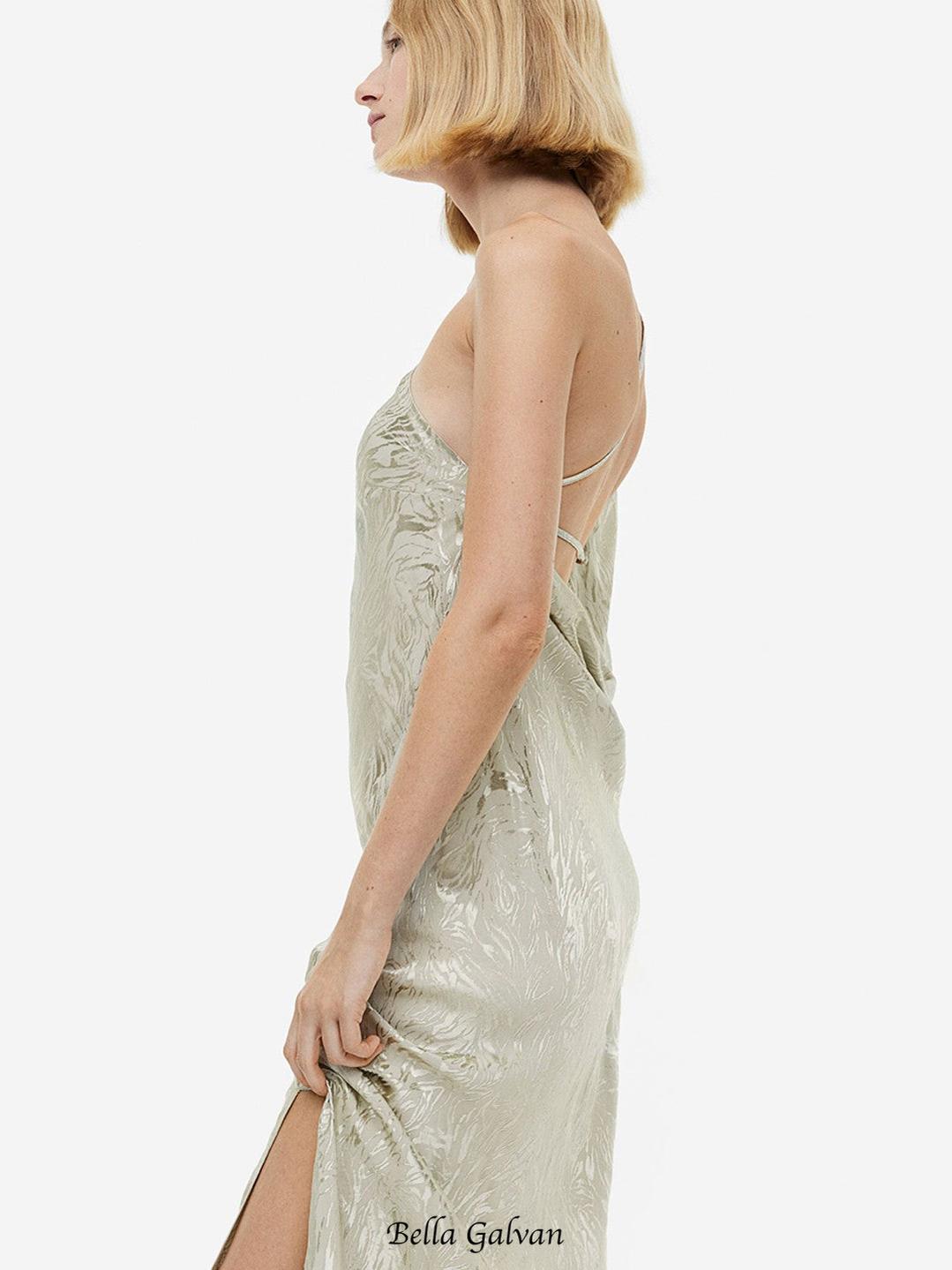 Flowering Girl Women Jacquard-Weave One-Shoulder Dress
