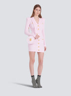 vicky v-neck button-detail ribbed mini dress in pink