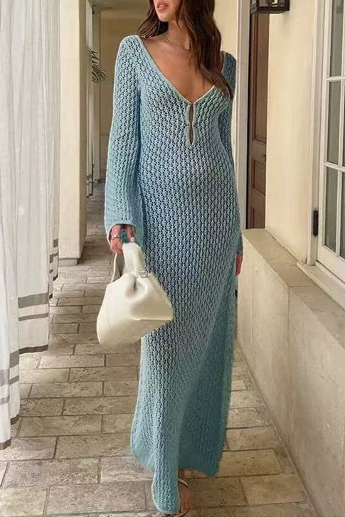 Flowering Girl Women Eyelet Knit Maxi Dress
