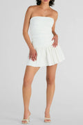 Flowering Girl Women Strapless Mini Skater Dress In White