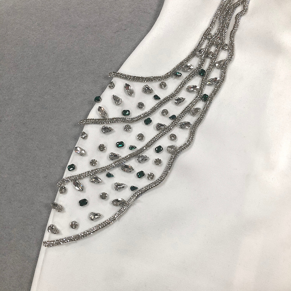 Flowering Girl Women Ashley crystal embellished bodycon maxi dress in white