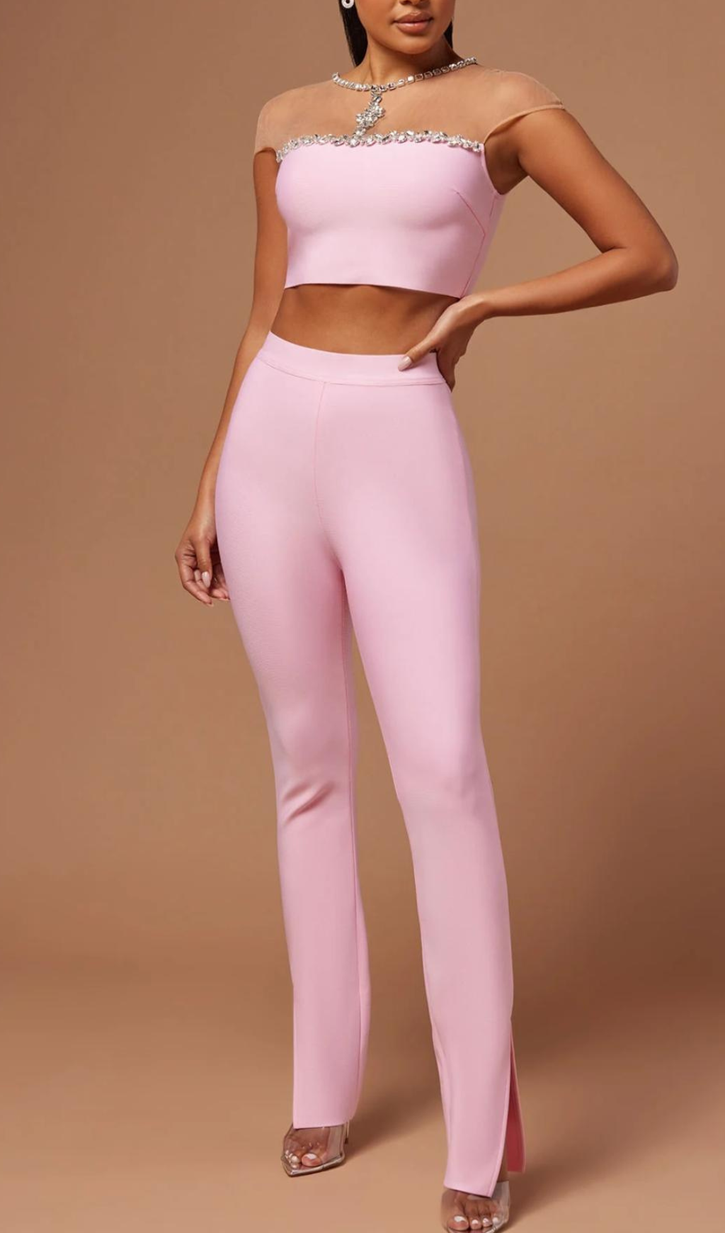 Flowering Girl Women Bandage Pant & Top Suit In Pink