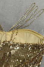 Sequin Rhinestone Strap Mermaid Maxi Gown
