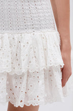 Flowering Girl Women Eyelet Layered Strapless Mini Dress In White