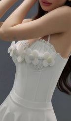 Flowering Girl Women Deance White Flower One-Piece Swimsuit & Skirt