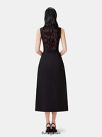 Flowering Girl Women asymmetric collar blazer midi dress in black