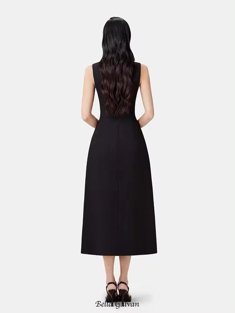 Flowering Girl Women asymmetric collar blazer midi dress in black