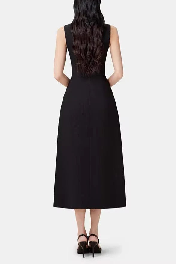 Flowering Girl Women Asymmetric Collar Blazer Midi Dress In Black