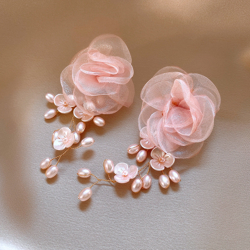 Flowering Girl Women Dyani Pink Flower Earrings
