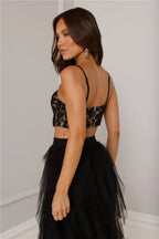 Flowering Girl Women Lace Tulle Set in Black