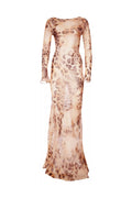 Flowering Girl Women winni Leopard Backless Silk Maxi Dress
