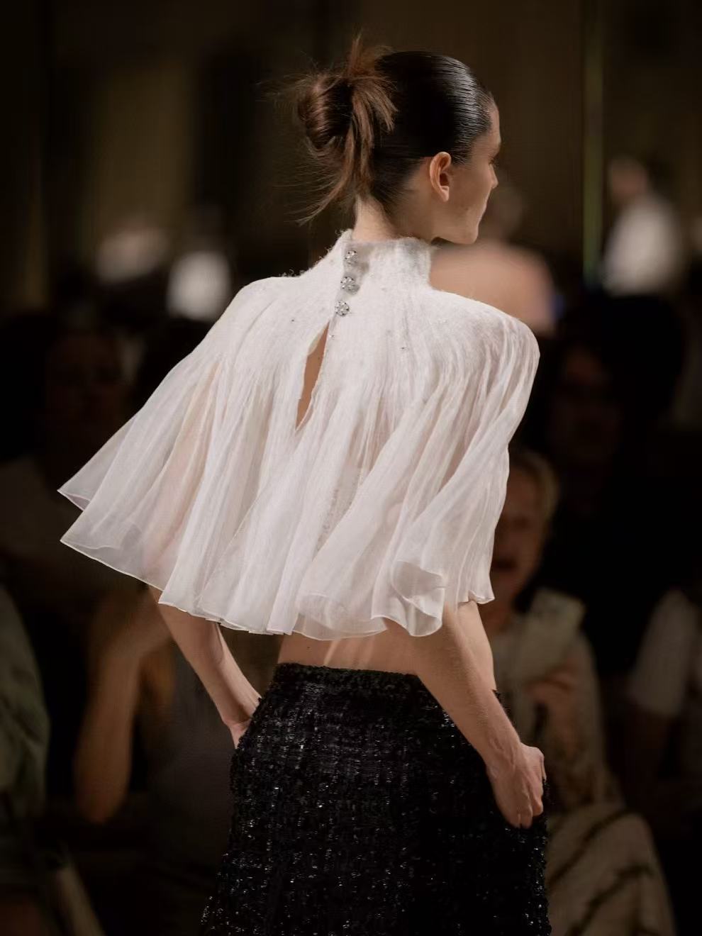 White Lace Cami Top + Sheer Chiffon Capelet Set