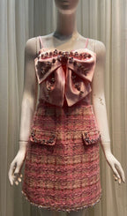 Flowering Girl Women bow rhinestone two-piece set in pink