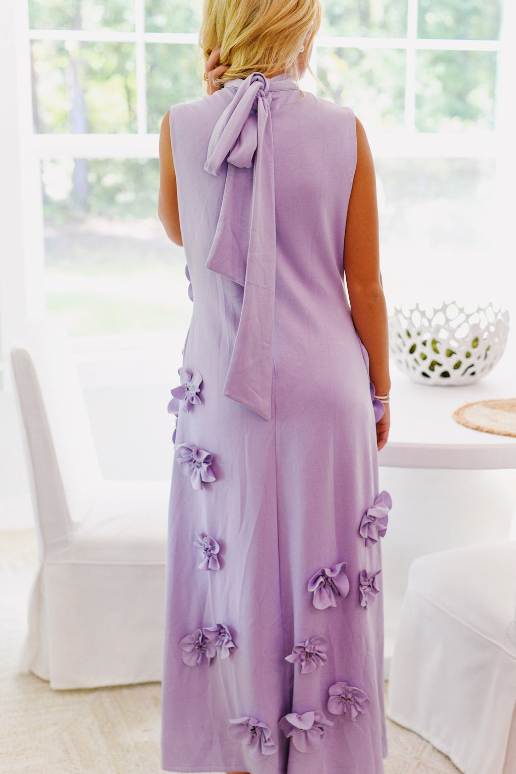 Flowering Girl Women Annona Purple Flower Embellished Maxi Dress