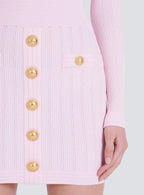 vicky v-neck button-detail ribbed mini dress in pink
