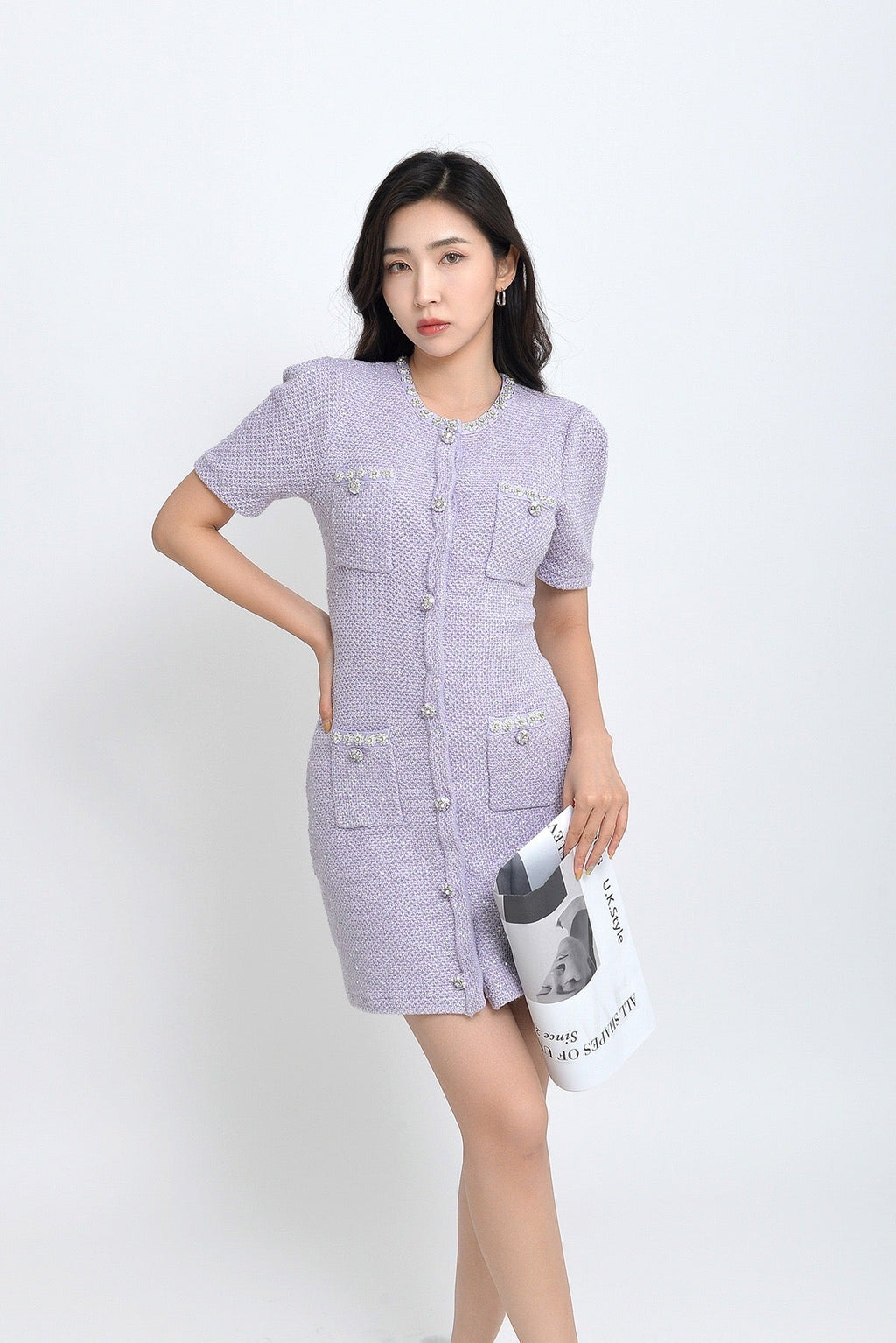 Flowering Girl Women Sequin-Embellished Knitted Mini Dress