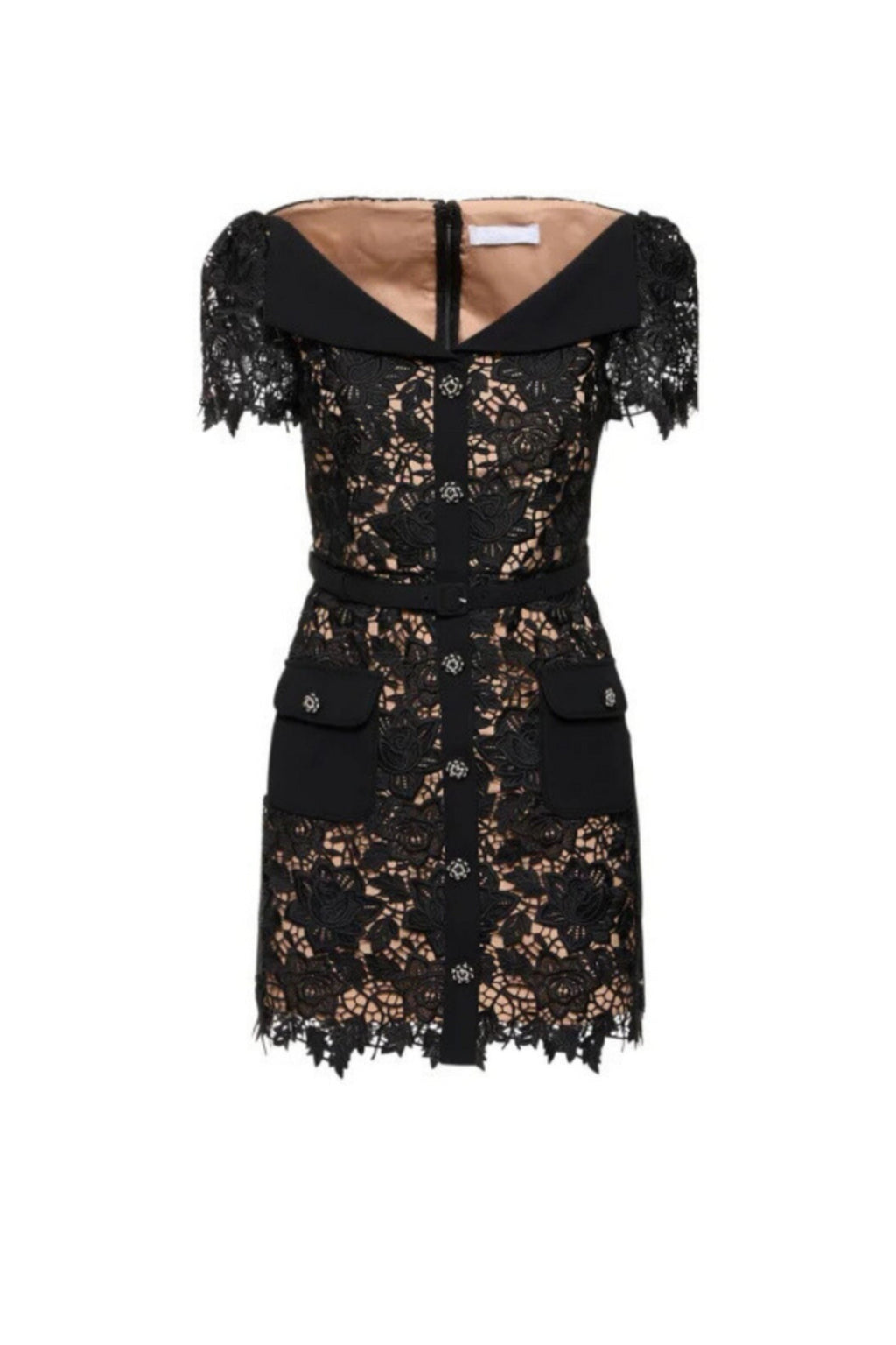 Flowering Girl Women Lace Buckle Mini Dress In Black