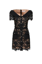 Flowering Girl Women Lace Buckle Mini Dress In Black